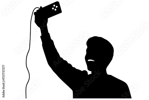 Vector Silhouette of a Retro Gaming Enthusiast with