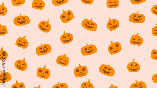 Halloween background. Halloween pumpkin seamless pattern. Jack o lantern motif wallpaper