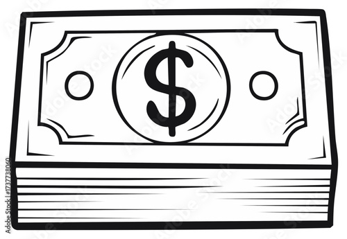 A Stack of Currency Notes with Dollar Symbol on the Banknote, Representing Financial Wealth and Monetary Resources