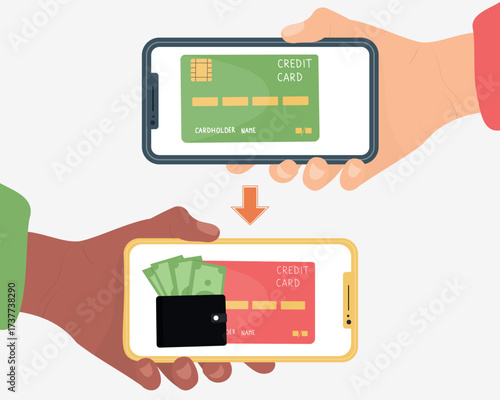 Online mobile payment transaction concept.