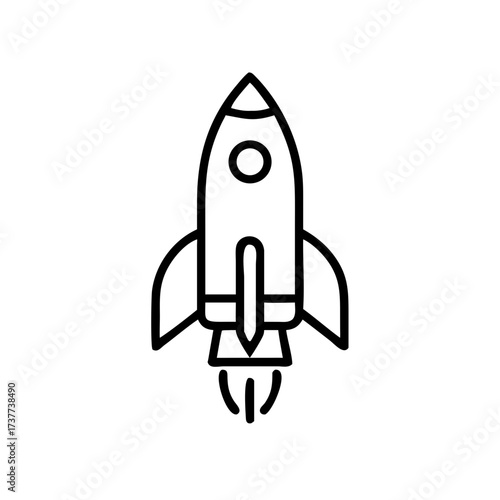 Rocket launching into space with flames and smoke below  