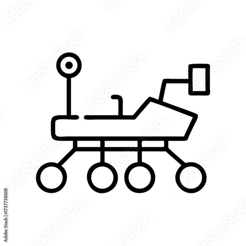 Mars rover illustration in simple line art style  