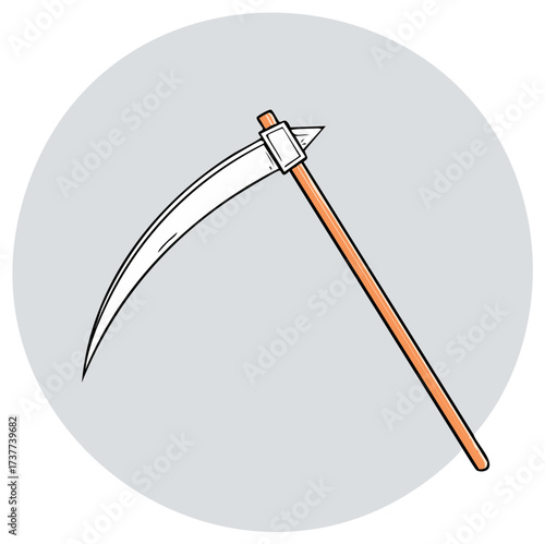 Traditional farm scythe or death weapon of Grim Reaper cartoon vector icon