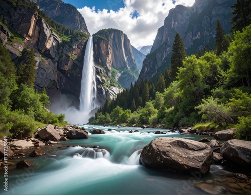 waterfall in the mountains