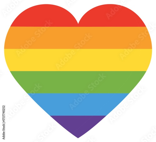 Rainbow heart symbol. Colorful stripes. Pride, love, diversity. Lgbtq equality and inclusion concept. Valentines day