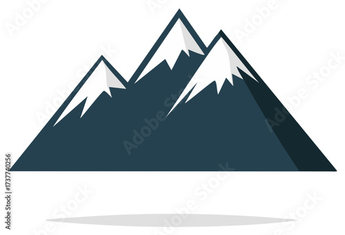 Stylized Snowy Mountain Peaks Illustration With Shadow