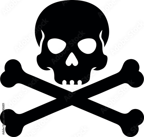 Pirate skull Halloween icon vector, Crossbones silhouette illustration, Poison danger symbol design