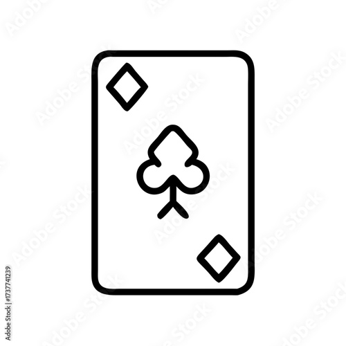 Playing card with spade symbol and diamond accents in outline design  