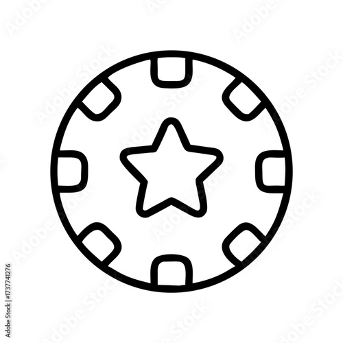 Game token with star icon in minimalist black and white design  