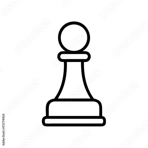 Pawn chess piece in simple line art style  