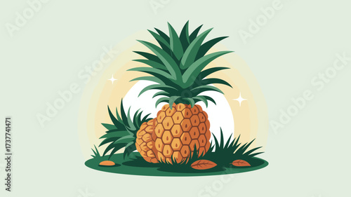 Fresh pineapples with vibrant green leaves create a tropical summer vibe, evoking feelings of sunshine and healthy eating, perfect for adding a touch of the exotic to your designs