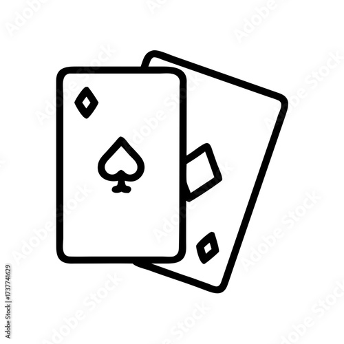 Playing cards with spade and diamond symbols in minimalist design  