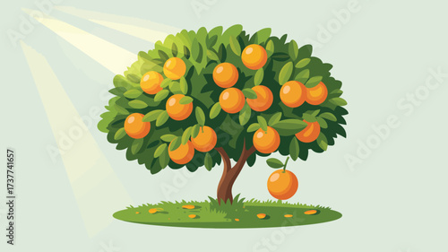 Vibrant orange tree basking in sunlight, a symbol of fresh, healthy living and natural abundance, ideal for wellness brands, organic food promotions, or springtime campaigns
