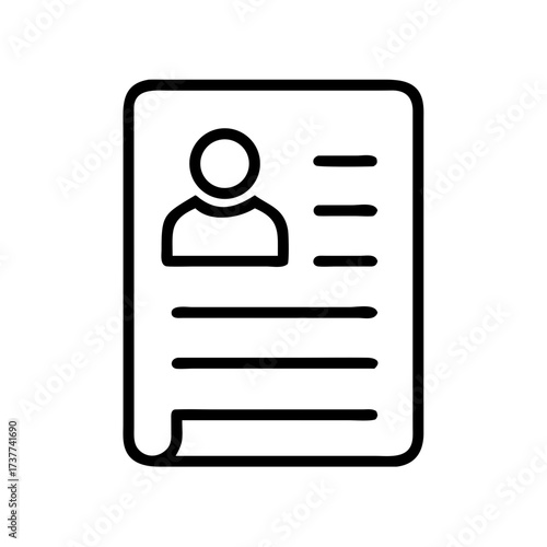 Simple outline illustration of a character sheet with profile details  