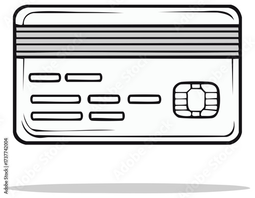 Stylized Illustration of a Modern Credit Card with Chip and Magnetic Stripe