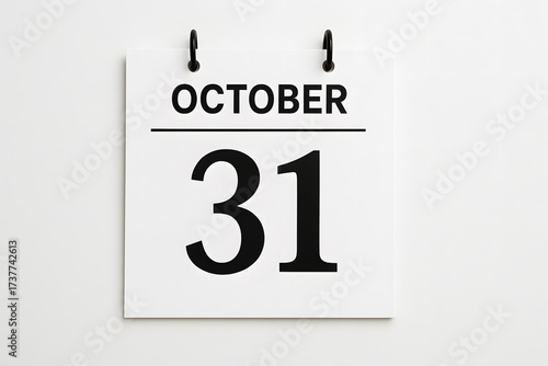 October 31st Halloween date on simple wall calendar