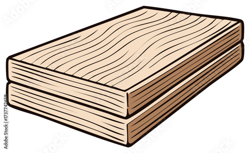 Simple cartoon illustration of two stacked lumber planks with visible wood grain texture