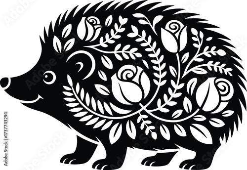Wallpaper Mural Hedgehog Floral Silhouette Vector Design Torontodigital.ca
