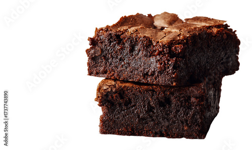 Delicious homemade chocolate brownies stacked on a dark background with a rich texture