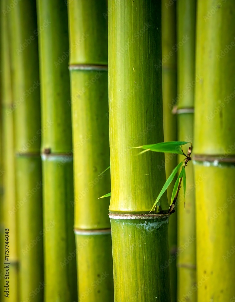 Obraz premium Close-up of vibrant green bamboo stalks