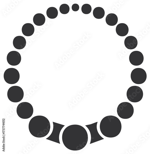 Decorative necklace illustration with black beads and circular design