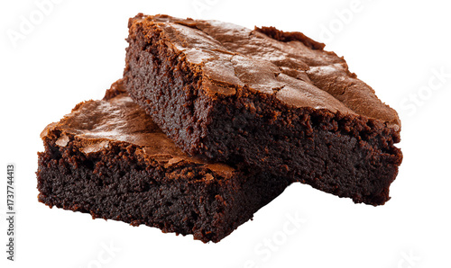 Rich dark chocolate brownie slices stacked on a black background