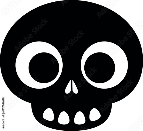 Halloween skull and crossbones silhouette vector, Pirate toxic danger icon, Horror skeleton design