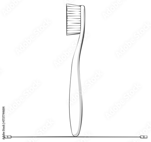 Elegant outline illustration of a toothbrush, hygiene and dental care concept