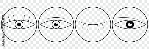 Eye icon set. See and unsee eye icon. Eye icon for visible and invisible passwords. Hide and show password icons. Eyes open and closed vector icons. Simple eye icon. eyesight symbol.. Human eyes 