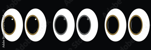 MBig eyes icon, look or glance sign, eye expression. Eyes cartoon icon. black and white, outline. Isolated vector sign symbol. Cartoon Doodle Emoticon Kawaii Faces and Eyes Icon Logo Collection. Emoji