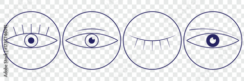 Eye icon set. See and unsee eye icon. Eye icon for visible and invisible passwords. Hide and show password icons. Eyes open and closed vector icons. Simple eye icon. eyesight symbol.. Human eyes 