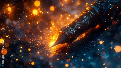 Ethereal Quill: Crafting Worlds with Light and Shadow in Artistic Display