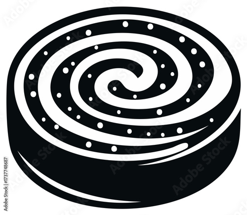 Swirl shaped cake pastry isolated illustration  sweet roll icon snack bakery tasty confection