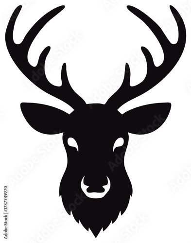 Majestic Stag Head Silhouette with Antlers