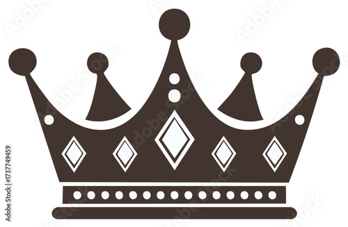 Decorative Royal Crown Vector Illustration with Diamond Accents