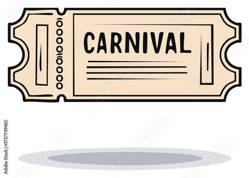 Illustration of a Generic Carnival Ticket with a Retro Appearance