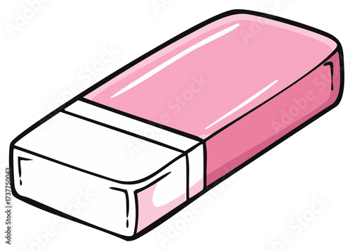 Colorful Pink and White Rubber Eraser Illustration