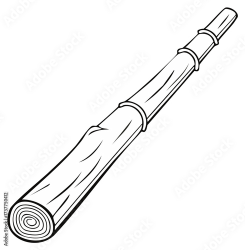 Aboriginal Australian didgeridoo wind instrument line art vector illustration