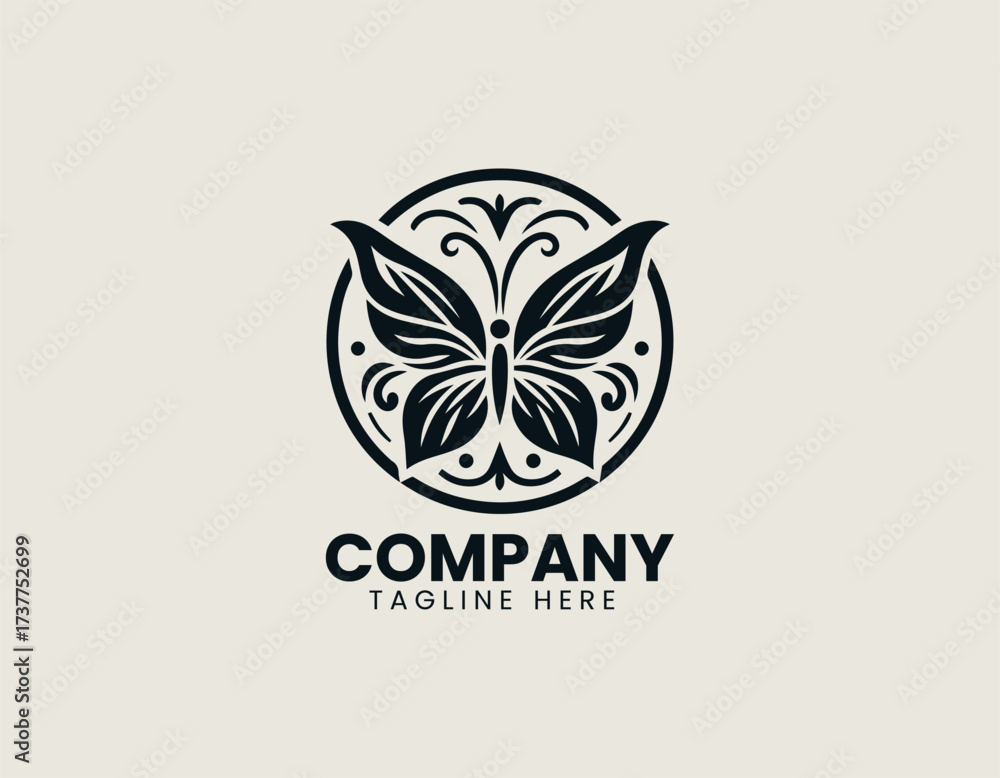 Fototapeta premium Leaf Butterfly vector logo illustration