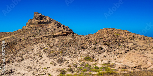 Columnar Jointing Structures Of Punta Baja, Lava Flows, Volcanic Rocks, Cabo de Gata-Níjar Natural Park, UNESCO Biosphere Reserve, Hot Desert Climate Region, Almería, Andalucía, Spain, Europe