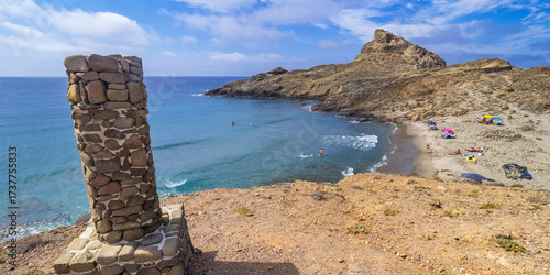 Columnar Jointing Structures Of Punta Baja, Lava Flows, Volcanic Rocks, Cala Arena, Cabo de Gata-Níjar Natural Park, UNESCO Biosphere Reserve, Almería, Andalucía, Spain, Europe