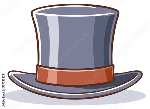 Cartoon illustration of a formal top hat with a brown ribbon