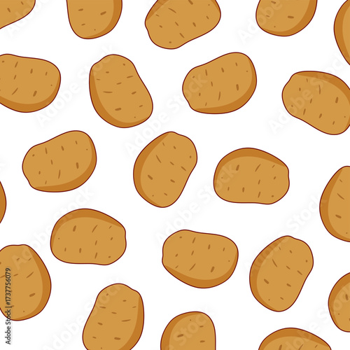 Seamless Potato Pattern. Transparent Background. Hand drawn potato doodle ideal for rustic designs, farm concepts, and organic product packaging