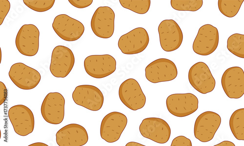 Hand Drawn Potato Doodle. Cute seamless potato with transparent background. Seamless Vector Background