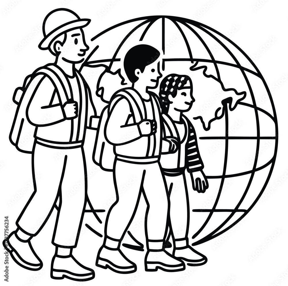 Obraz premium Couple holding a globe illustration