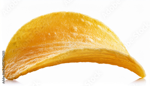 Single Potato Chip On White Background Close Up