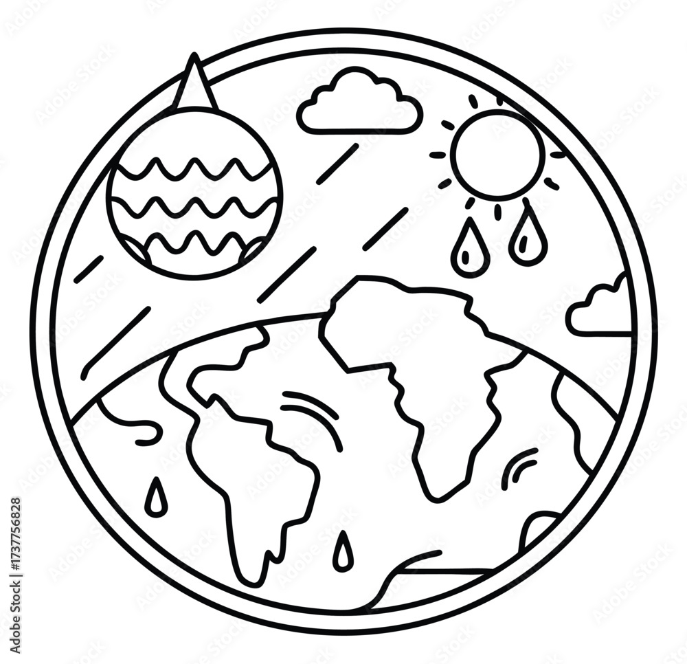 Fototapeta premium Colorful vector illustration of a globe with world symbol on background