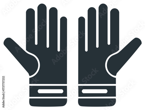 Pair of protective gloves in black silhouette symbol sign accessory wear for winter sports and workwear safety equipment