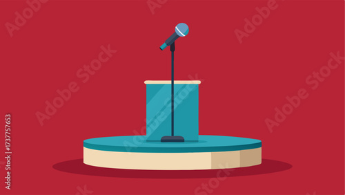 A microphone stand on the podium for speakers to use.