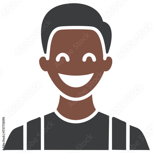 Illustration of a cheerful young adult male avatar smiling and wearing a casual top